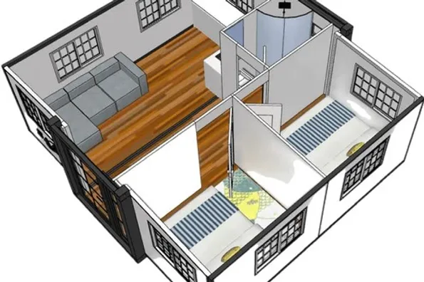 Conteneur Mobile - Tiny House avec Deux Chambres et Cuisine, modèle 2024 – Image 11