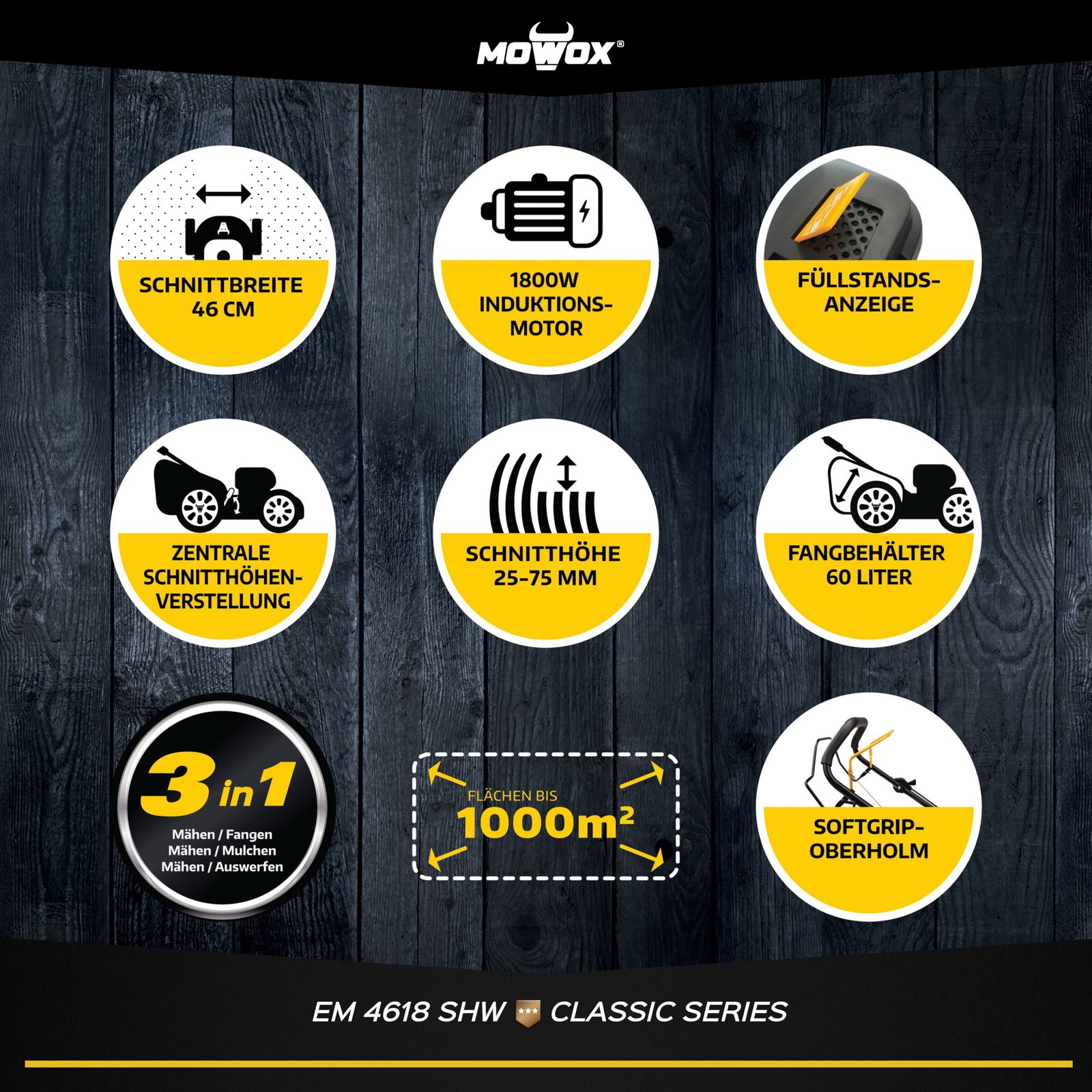 Tondeuse électrique tractée MOWOX® EM 4618 SHW – Série Classique – Image 3