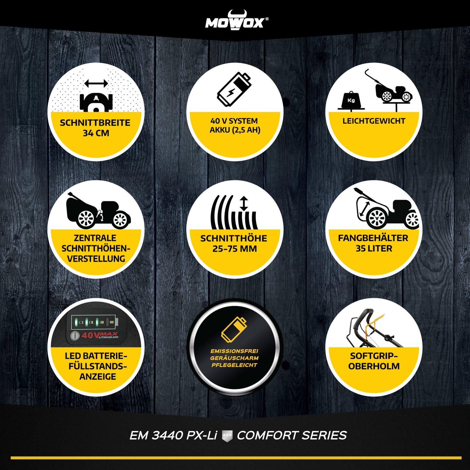 Tondeuse à batterie MOWOX® EM 3440 PX-Li – Série Confort – Image 4