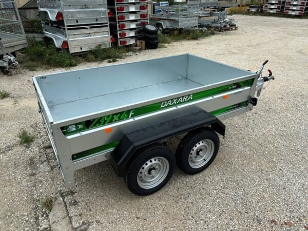 Remorque basculante haute résistance LIDER – Double essieu freinée